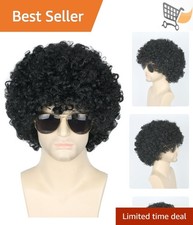 Black Afro Wig Unisex 70s 80s Disco Costume Party Rocker Cosplay