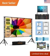 Outdoor Indoor 100-Inch Projection Screen - Dual Front/Rear, Lightweight Design