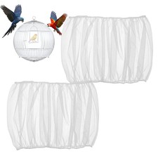 2Pcs Bird Cage Catcher, Adjustable Bird Cage Skirt Cover, White Stretchy Bird...