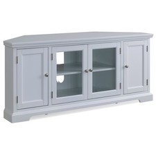 Leick Home 85386 Corner TV Stand with Enclosed Storage For 65" TV's, White