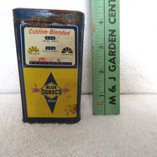 Banco de monedas coleccionable bomba de gas Sunoco 200X azul hojalata vintage