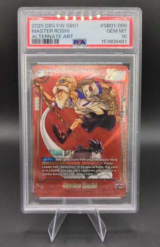 DRAGON BALL SUPER CARD GAME ALTERNATE ART #SB01-050 MASTER ROSHI PSA 10