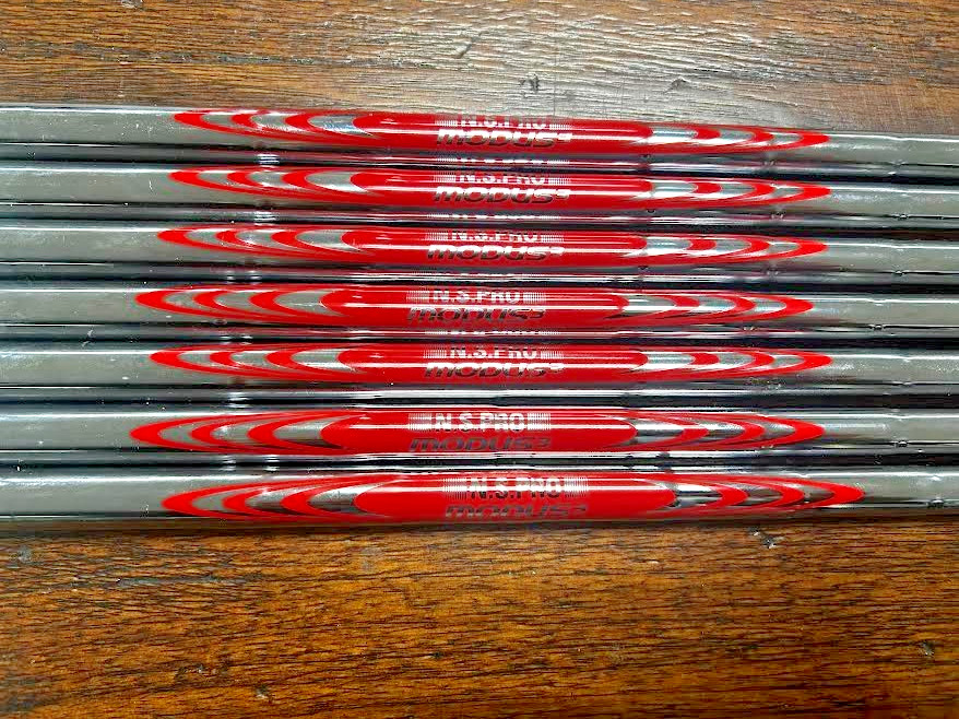 (7) 4i-PW Shaft lot, NS Pro Modus 120 X-Stiff, Standard Length, USED Pullouts