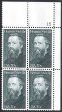 US Stamp Scott #2094, 20c, Herman Melville, Plate Block, MNH, SCV$1.60