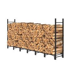 Helios&Hestia 2.44m Outdoor Firewood Rack for Fireplace, 244�35�115 CM, Black