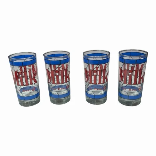 4 Vintage Dairy Milk For Real Drinking Glasses Cups American Dairy Association