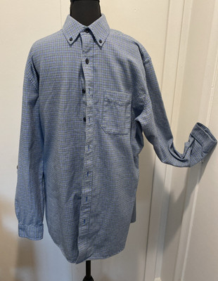 LL Bean Y2K Mens Long Sleeve Houndstooth Plaid Medium Thickness Shacket Tall L