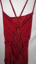 Windsor Red Long Strappy Ruched Bodycon Dress Sleeveless Tie Size L Women