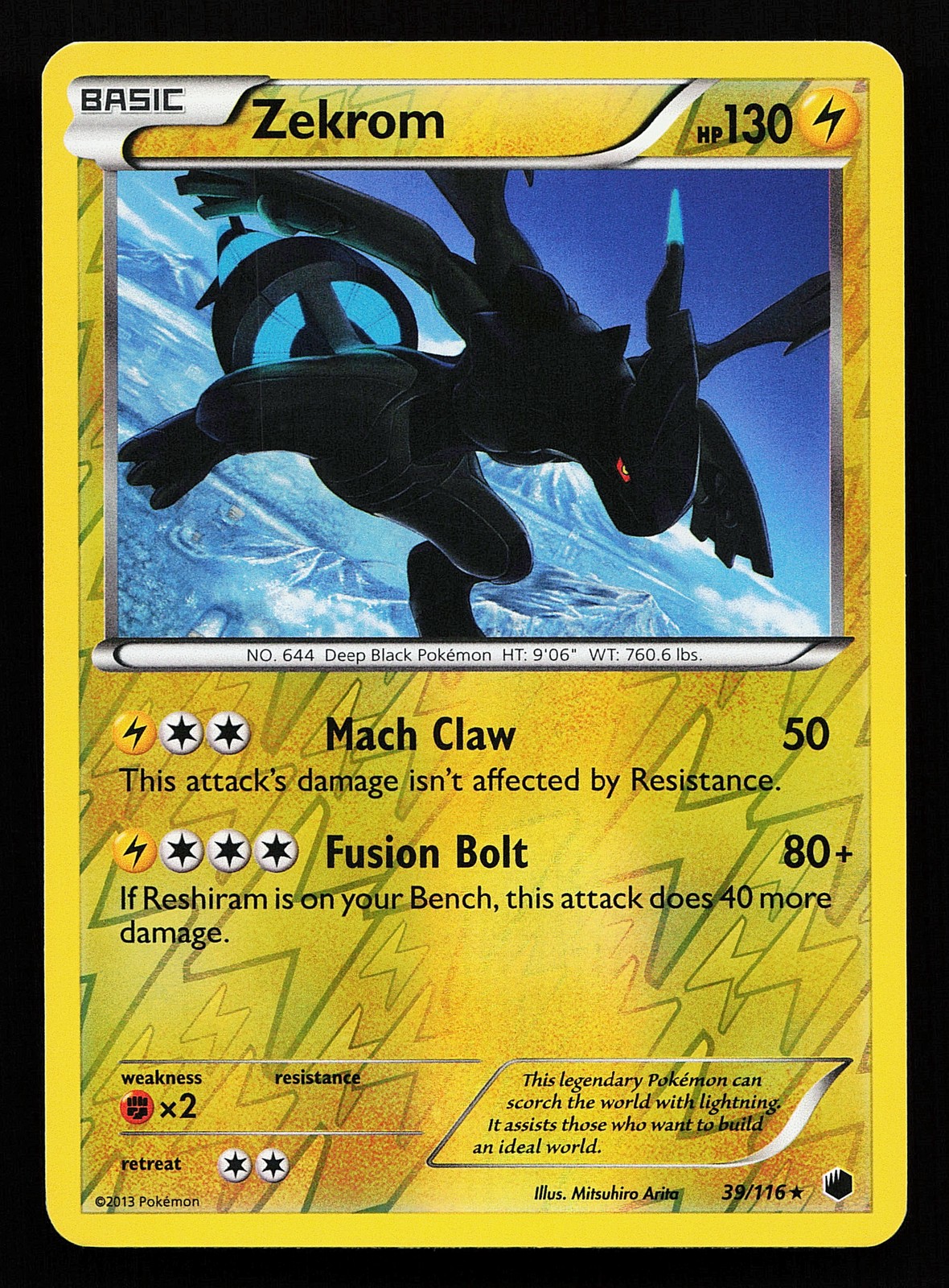 Zekrom 39/116 Reverse Holo Rare Plasma Freeze Pokémon Card