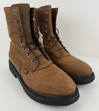 Justin Livestock 8" Work Boot Mens 13 D Aged Brown Leather Soft Toe EH NWT
