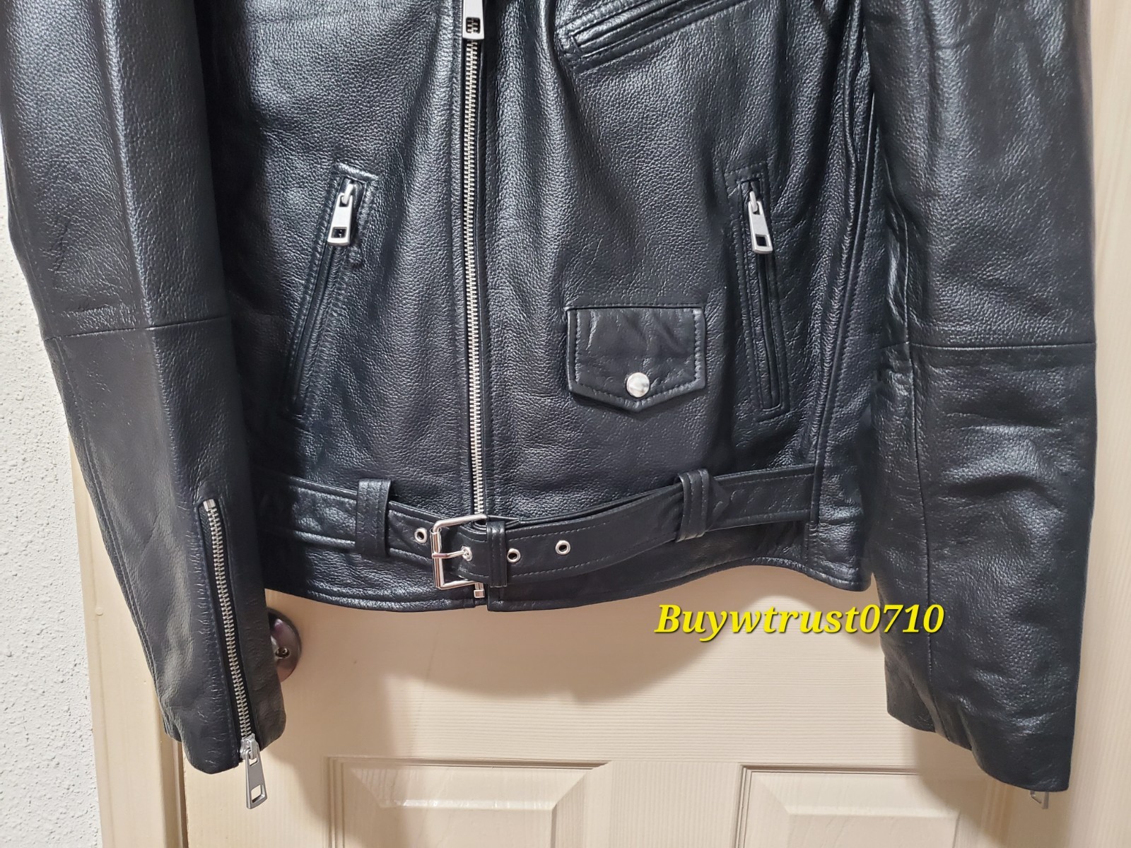 New Reclaimed Vintage Men's  Genuine Black Leather Motocycle Jacket Size L