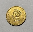 1861 (P) Liberty Head Gold $1 Dollar, Type 3, Old US Civil War Era Gold Coin, AU