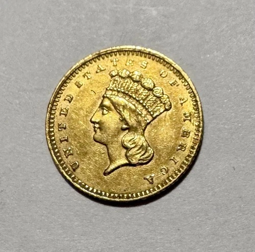 1861 (P) Liberty Head Gold $1 Dollar, Type 3, Old US Civil War Era Gold Coin, AU