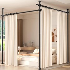 Adjustable Room Divider, 4-10Ft Height, No-Drill Privacy Wall Separator, Black
