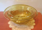 2 Vintage Yellow Riibbed Footed 30's Federal Nesting Bowls