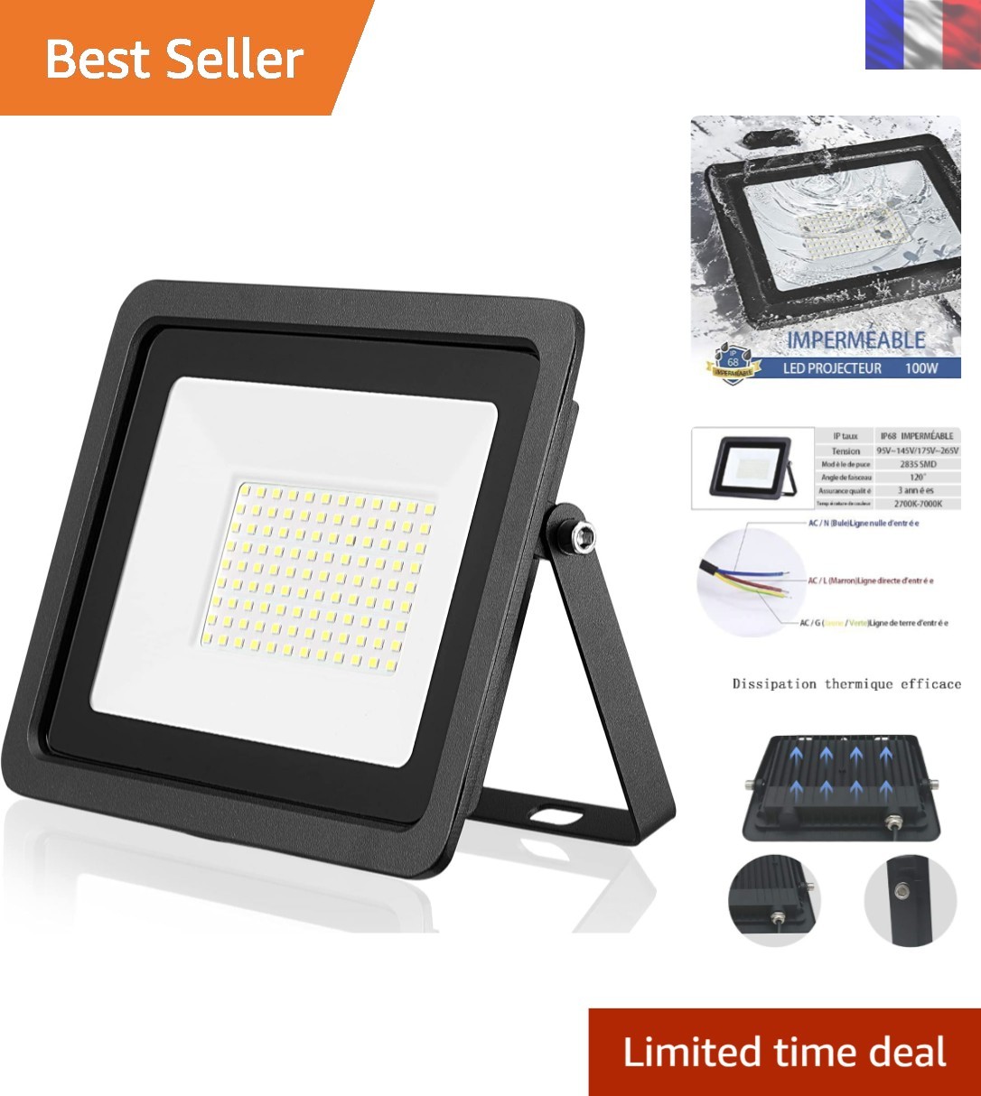 Projecteur Étanche 30W LED au Design Moderne Aluminium Finition Haut de Gamme
