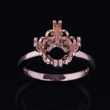 10mm Round Semi Mount Ring Antique Style Filigree 925 Sterling Silver Women Ring