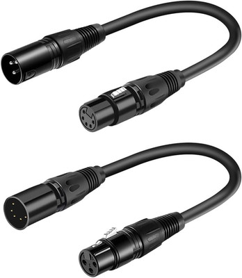 XLR Male 3 Pin to XLR Female 5 Pin & Female 3 Pin to Male 5 Pin Audio Cable, for