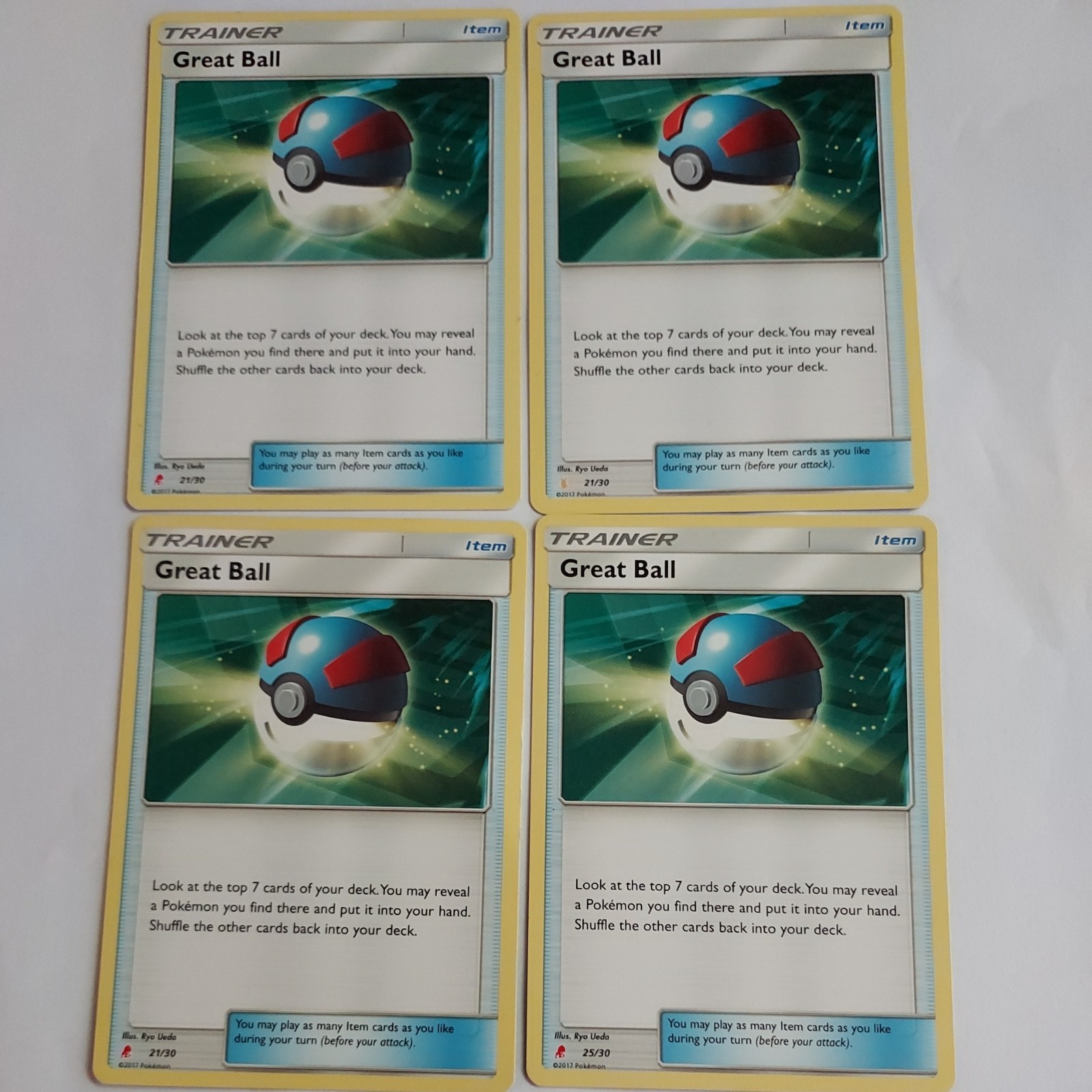 4× Pokémon Regular Great Ball 21/30 and 25/30