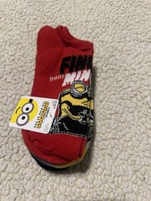 Minions The Rise Of Gru No-Show Socks Size 9-11 Shoe Size 4-10 Illumination New