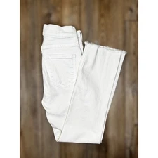 MOTHER White High Rise Straight Leg Cropped Jeans Frayed Hem Size 23