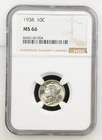 1938 United States Mercury Dime 10C NGC MS66