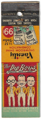 #ad Vintage Matchbook Cover Pep Boys Tires Auto Accessories Gas amp; Oil Varsity Shine $7.99