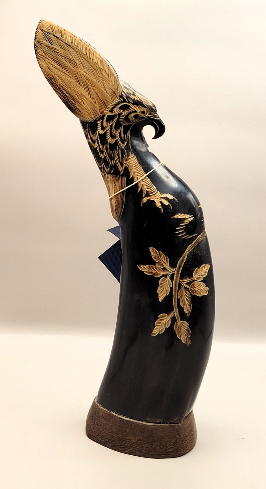 Vintage West Coast Canada Hand Carved Buffalo Horn - Falcon