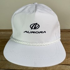 Oldsmobile Aurora White Adjustable Rope Trucker Cap Made In USA by La Mode