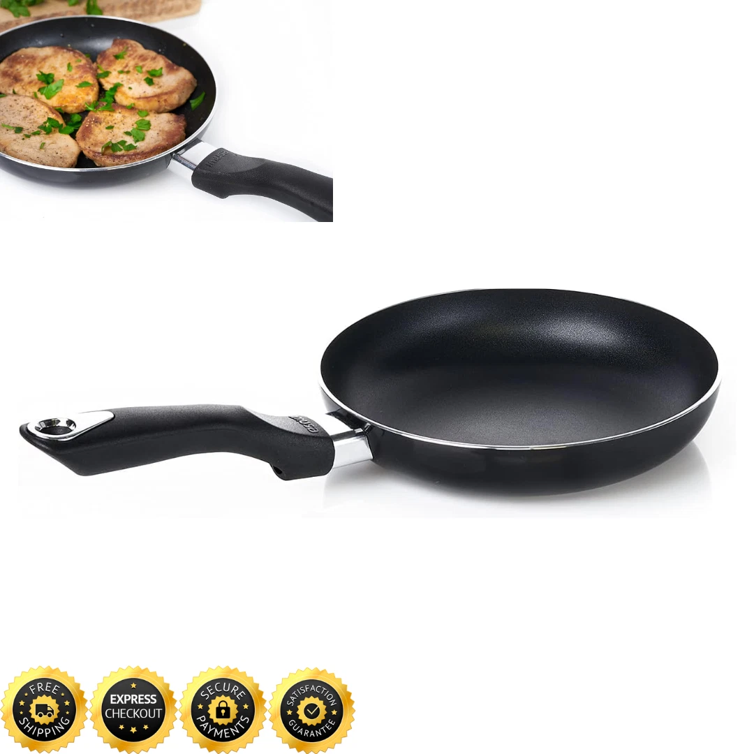 IMUSA USA Nonstick Bistro Saute Frying Pan 8-Inch, 10-Inch, 12-Inch Black