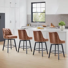 Counter Height Swivel Barstools with Back,26" H Seat Height Upholstered Bar Stoo