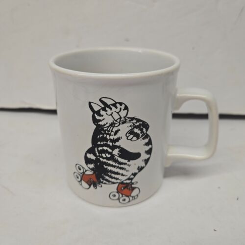 Vintage Kliban The Cat Coffee Mug Cup Roller Skating England Dishwasher Safe