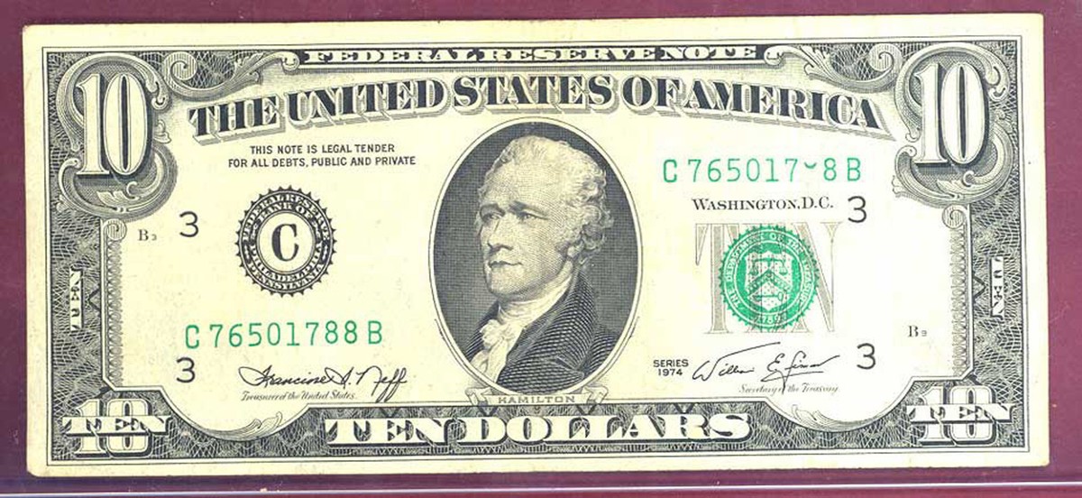 1974$10 FRN (Turned digit error )-FR#2022C-Philadelphia-RARE | eBay