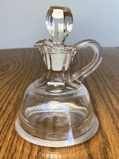 Vintage Press Glass Vinegar-Oil Cruet Round Bell Shape, Stopper #54