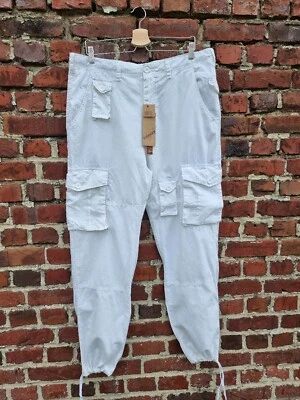 T.TRAXX : SUPERBE PANTALON CARGO LIN BLANC CARGO PANTS NEUF ETIQUETTE - Photo 1/4