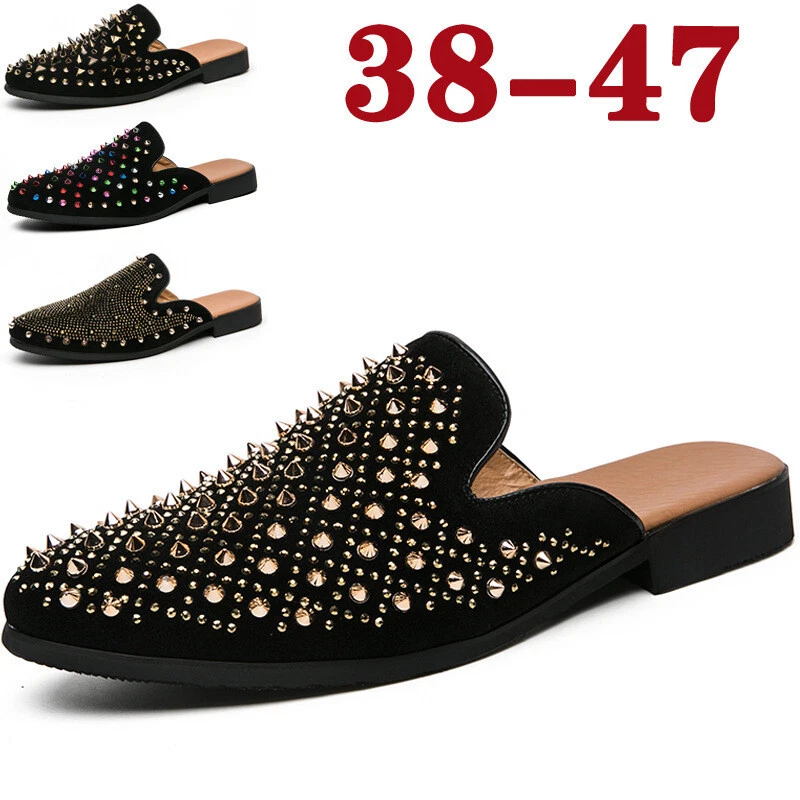 Mens gold hotsell studded loafers