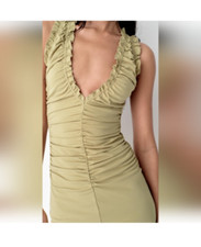Zara Green Ruffle Dress | Size M