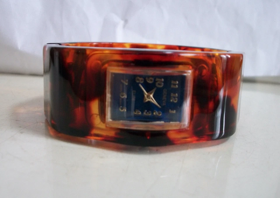 NÚMERO ESFERA AZUL CAPARAZÓN DE TORTUGA MUJER BRAZALETE PUÑO ELEGANTE RELOJ DE MODA INFORMAL Foto 2 de 4