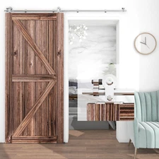 4FT-16FT Stainless Steel Sliding Barn Door Hardware Closet Track Wood Single Kit
