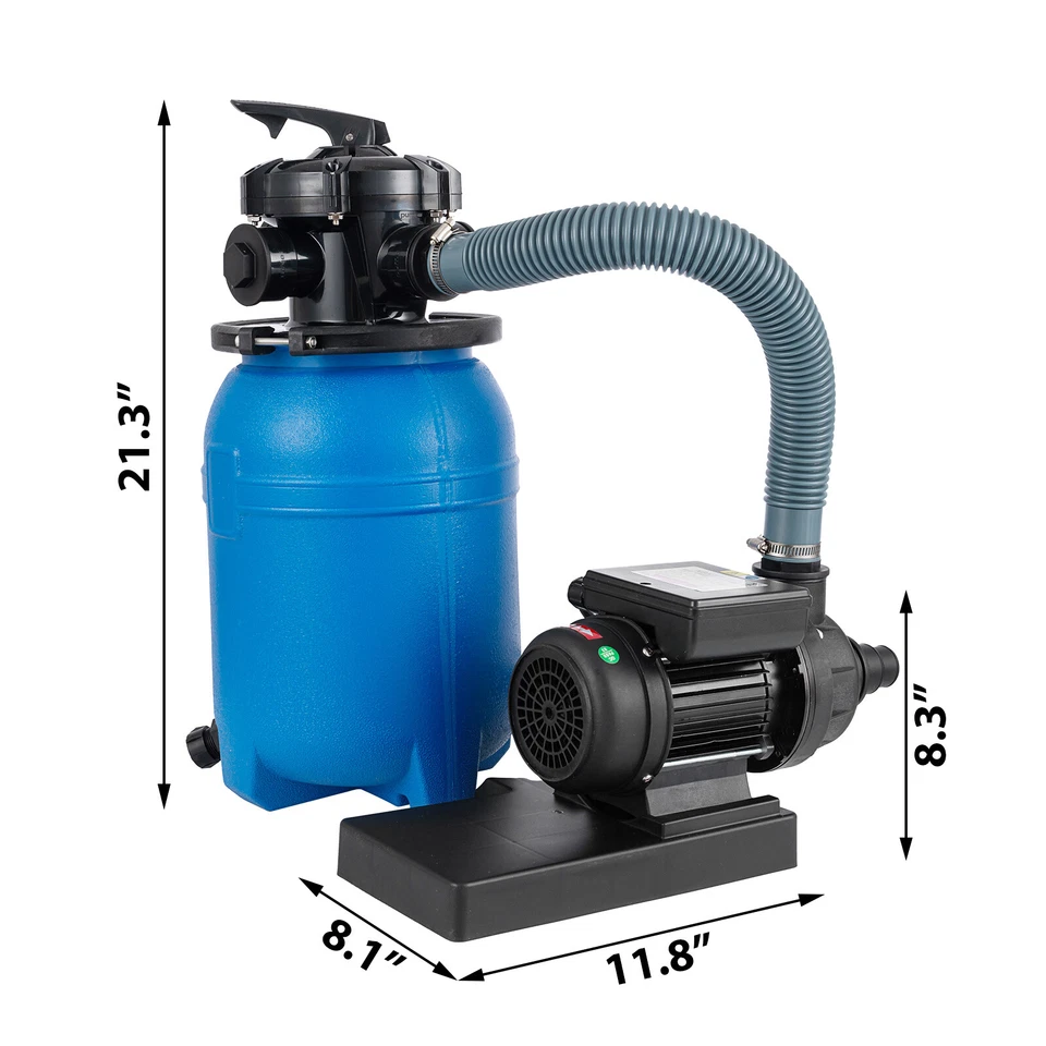 10" Sand Filter with 1/3HP Pool Pump 6 Way Valve Above Ground Pool Set w/ Stand - Image 2 of 4