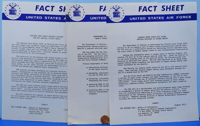 NASA Dept of DEFENSE PRESS RELEASE Trio '77 vtg USAF Shuttle Orbital TEST FLIGHT