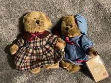 LOT of 2 VINTAGE COLLECTION RUSS BEARS PLAID BLUE 7 HEIGHT BY RUSS NWT