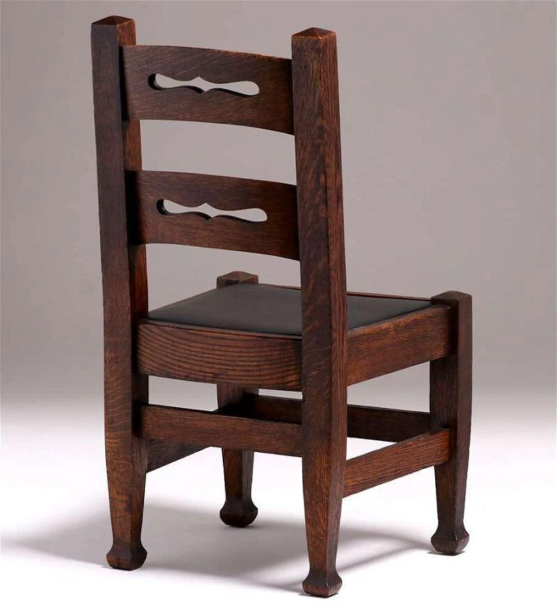 ~c1900 Michigan Chair Company Antigua Misión Recortada Lado Artes y Manualidades Tempranas ~ Foto 2 de 4