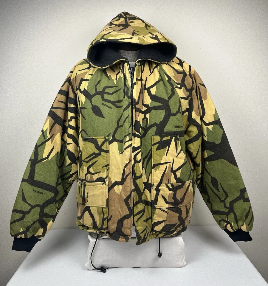 复古 Predator 迷彩连帽 3M 绝缘夹克男式 XL 码  — 第 3/4 张图片