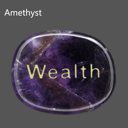 Engraved Stone, Inspirational Positive Word "Wealth" Palm Stone Pocket Stone - Picture 5 of 24