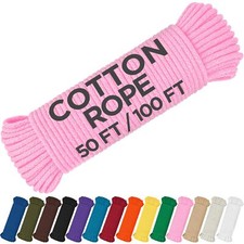 Cotton Rope 3/16  5 mm   100 FT   Strong All-Purpose Braided Rope   Natural C...