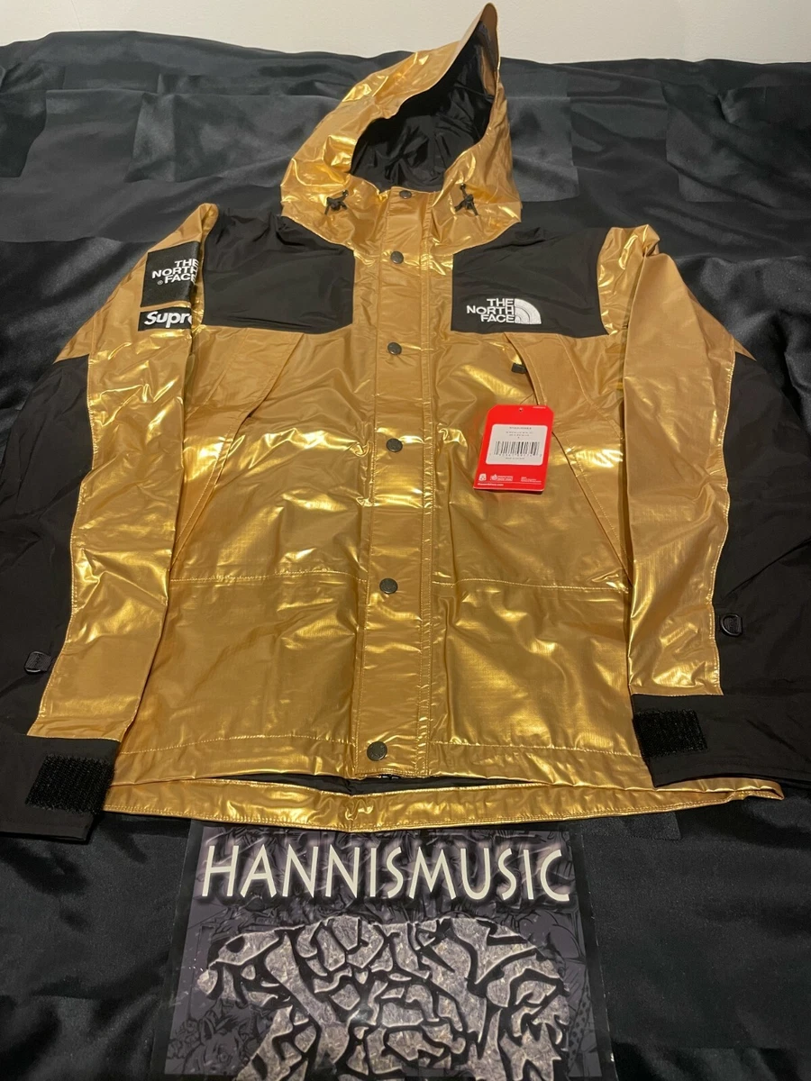 RARE SS18 SUPREME x THE NORTH FACE MOUNTAIN METALLIC JACKET GOLD