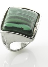 Fashion silver plated ring set Malachite gemstone size 6.5  Gift Jewelry  Love