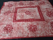 42" x 51" red rectangle hand print tablecloth NWOP