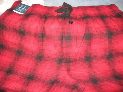 MENS FLANNEL PAJAMAS SLEEP PANTS SIZE XLARGE (40-42) RED & BLACK PLAID NEW